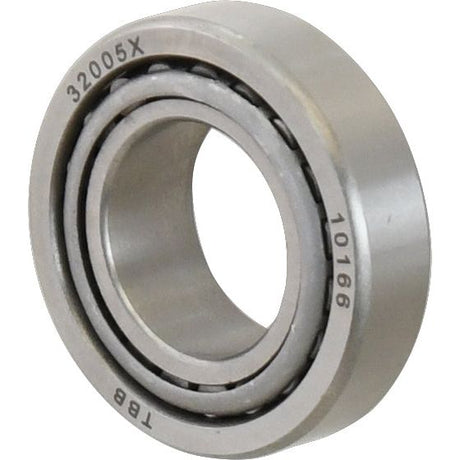 Close-up image of a Sparex Taper Roller Bearing (32005) - S.20061 with the markings "32005X" and "10166" on the outer ring, showcasing its robust construction typical of Sparex components.