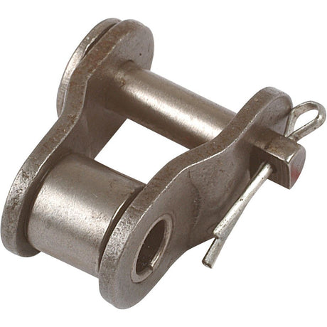 The Sparex Cranked Link, Simplex, 081-1 (Sparex Part No. S.20083) is a metal connector featuring a pin and clip, making it ideal for simplex chains.