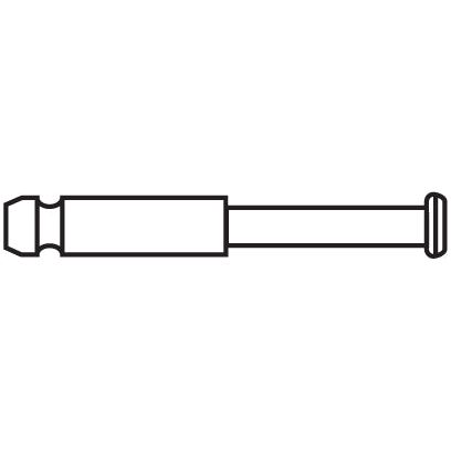 A black and white line drawing of the PIN-SUPERIOR D/D HITCH (Sparex Part No. S.2054) by Sparex, featuring a rounded head and circular end, perfect as a replacement pin.