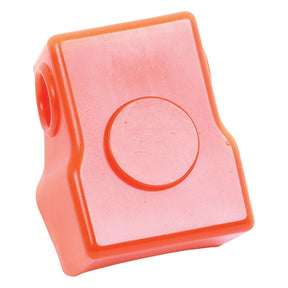 Battery Terminal Cover - Red and Black (Agripak 2 pcs.) by Sparex, featuring a slanted design with a circular indentation on one side, crafted from durable PVC material.