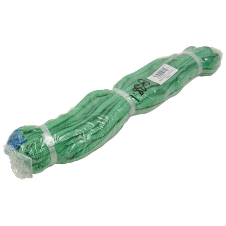 The Lifting Loop 50mm x 4M (2000KG), identified as Sparex Part No.S.20696, is a durable and reliable green coiled rope in clear plastic packaging with a barcode label, perfect for general lifting and pulling tasks.