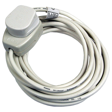 The Sparex Domestic Extension Lead (Sparex Part No. S.20761) features a 5-meter coiled white electrical cord, equipped with a molded plug at one end and rated for 13 amps, designed for efficient cable extension.