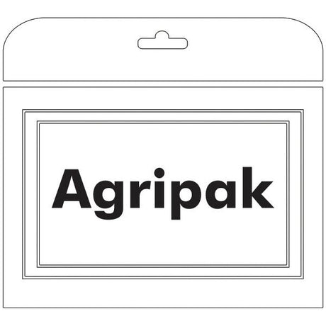 Black text on a white background reads "Agripak" centered inside a rectangular frame, mirroring the precision and efficiency of Sparex's Countersunk Head Bolt 2 Nibs With Nut (TF2E) - M12 x 50mm, Tensile strength 8.8 (10 pcs. Agripak) | Sparex Part No.S.20793, which is depicted in a packaging illustration with a hang tab at the top.