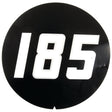 A black circular decal from Sparex, designed for Massey Ferguson 185 tractors, featuring the number 185 in bold white font at its center (Sparex Part No. S.2087).