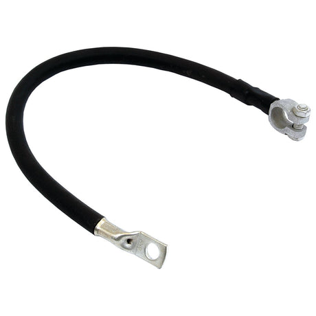 A 450mm Sparex Battery Strap, Earth/Negative (Clamp), black PVC with a ring terminal on one end and an earth/negative clamp on the other - S.20885.