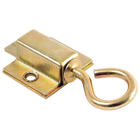 The Sparex Side Window Handle (Sparex Part No. S.20904) is a brass hook latch featuring a flat base and looped hook end, perfect for use on Massey Ferguson equipment.