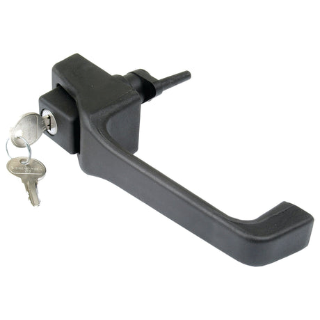 A Sparex black Outer Door Handle (RH & LH) with a secure lock mechanism and two Sparex keys inserted into the lock, Part No. S.20918.