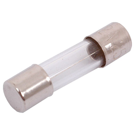 A Mini Glass Fuse 2.0 Blow Rating (Sparex Part No.S.20955) from the Sparex brand with metal caps at both ends, containing a visible metal filament inside and featuring a precise blow rating of 2AMP.