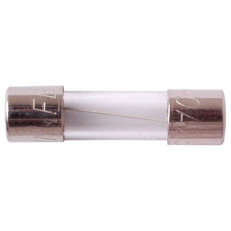 A close-up view of a Sparex Mini Glass Fuse, part number S.20958, reveals its metal caps at both ends and the thin wire visible inside the transparent tube. The fuse is rated at 10 amps.