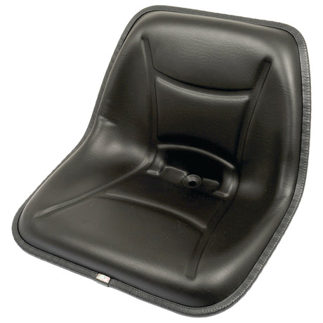 The Sparex Seat Assembly - S.2112 by Sparex is a black plastic molded seat with a contoured design, featuring a central mounting hole for a universal mount.