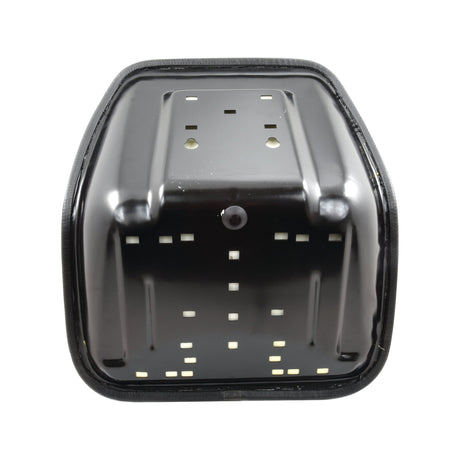 The Sparex Seat Assembly - S.2112, a black, rectangular metal component with perforations and two mounting holes, is viewed from the front against a white background. It is perfect for universal mount applications.