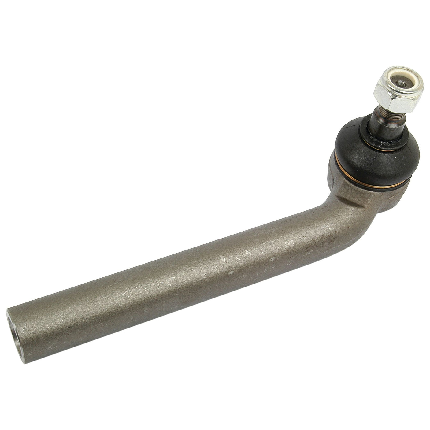 Introducing the Sparex Track Rod (S.21186), a grey, slightly curved metal automotive tie rod end featuring a threaded bolt and nut. With compatibility for M24 x 1.5 LH Female connections and measuring 282mm in length, this track rod is ideal for durable integration into Sparex systems.