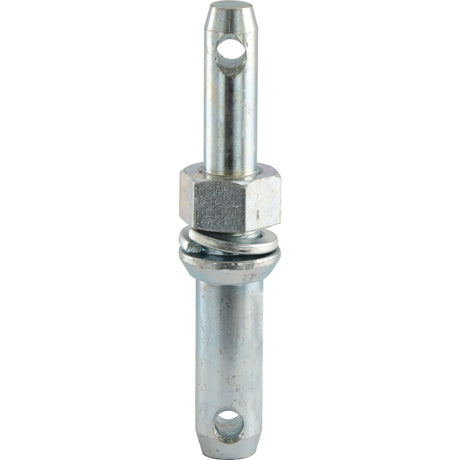 Lower link implement pin with a threaded hexagonal nut and two holes at either end, thread size 1x32mm, Sparex Lower Link Implement Pin Dual 22 - 28x191mm Cat. 1/2 | Part No. S.213