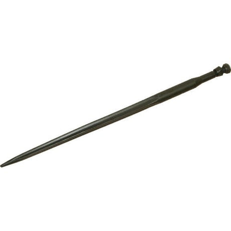 The Loader Tine - Straight 650mm by Sparex, featuring a black metal finish with a narrow, elongated design and a slightly thicker, rounded end for enhanced torque efficiency. Thread size: M22 x 1.50 (Star) - S.21500.