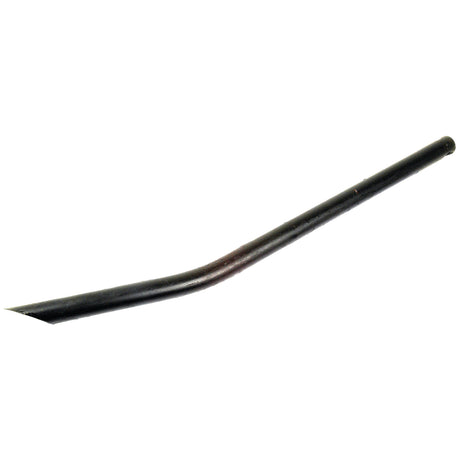 Introducing the Sparex Loader Tine - Curved 560mm (Round) - S.21506, a black pry bar featuring a bent shaft with a flat, pointed end and a curved tine for maximum efficiency.