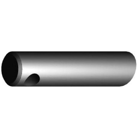 The Sparex Loader Tine - Curved 560mm (Round) - S.21506 is a cylindrical metal tube with a smooth surface, featuring a small hole near one end and is compatible with a pin fitting. The tube is oriented horizontally.