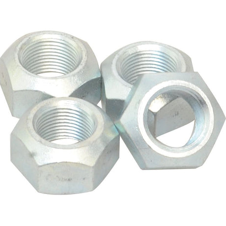 Four Sparex Loader Tine Nuts, M20 in size (Agripak 4 pcs.), are meticulously arranged on a white background.