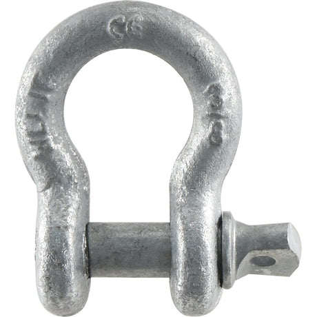 Introducing the Sparex Bow Shackle, a drop-forged, galvanized metal shackle with a screw pin, crafted from mild steel and designed for connecting lifting equipment or rigging. This high-quality shackle ensures a safe working load with a rating of 1T (2200lbs). Available under Sparex Part No. S.21559.