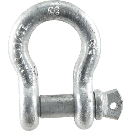 The Sparex Bow Shackle (Part No.S.21563) is a galvanized metal D-ring shackle with a screw pin, rated for a safe working load of 4.75T (10450lbs), constructed from high-quality mild steel.