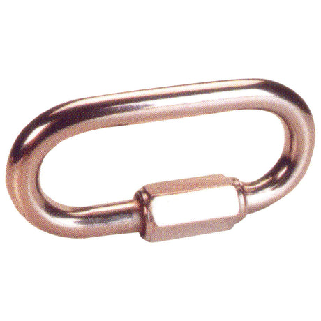 The Stainless Steel Chain Quick Link Ø6mm from Sparex (Part No. S.21615) features an oval-shaped design with a threaded closure in the middle, making it ideal for securing chains or connecting components.