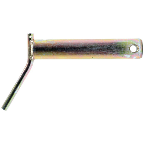 A metal hand crank with a cylindrical handle and a curved lever, featuring a hole on one end, compatible with the Lower Link Pin - Double Shear 36x175mm Cat.3 from Sparex Part No.S.21664.