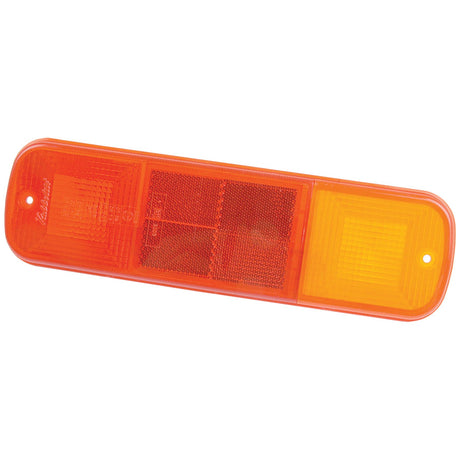 The Sparex Replacement Lens (Part No. S.21853) is a rectangular vehicle tail light featuring three sections: an amber section on the left, a red reflector in the center, and an orange section on the right. It is ideal for replacing Truck-Lite lenses and meets all your rear light needs effectively.