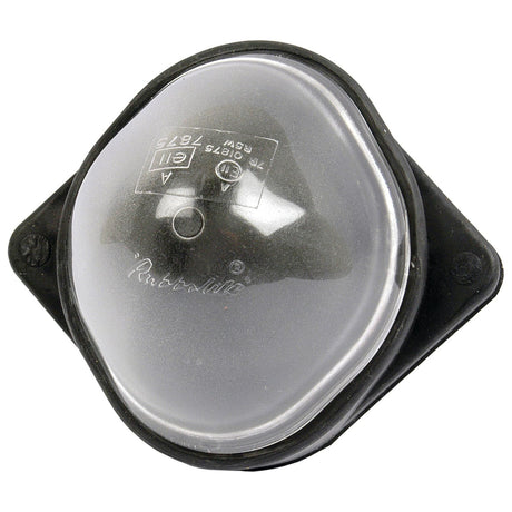 Introducing the Sparex Marker Light - Front Facing (Halogen), RH & LH, 12V - S.21867: a versatile lighting solution featuring a round, clear lens and a black base with a mounting plate. Suitable for various applications, this product is equipped with a halogen light source to ensure optimal brightness and durability.