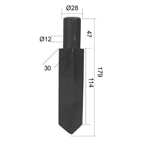 Rotavator Blade Straight - 30xmm Height: mm. Hole centres: mm. Hole⌀: 12mm. Replacement for Rau
 - S.21999 - Farming Parts