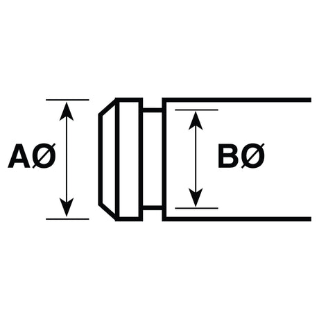 This technical drawing presents a cross-sectional view of a cylindrical component with two diameters labeled AØ (4.5 - 15.5mm) and BØ (3.2 - 12mm), suitable for assembly with Metric E Clips in compliance with DIN 6799, Sparex Part No.S.22059 standards by Sparex, available in an Agripak of 36 pieces.