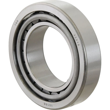 A close-up of the Sparex Taper Roller Bearing (32215) - S.22134, displaying its cylindrical shape and internal rollers set between inner and outer rings. Markings including "TBB," "Sparex," and "32215" are visible on the bearing.