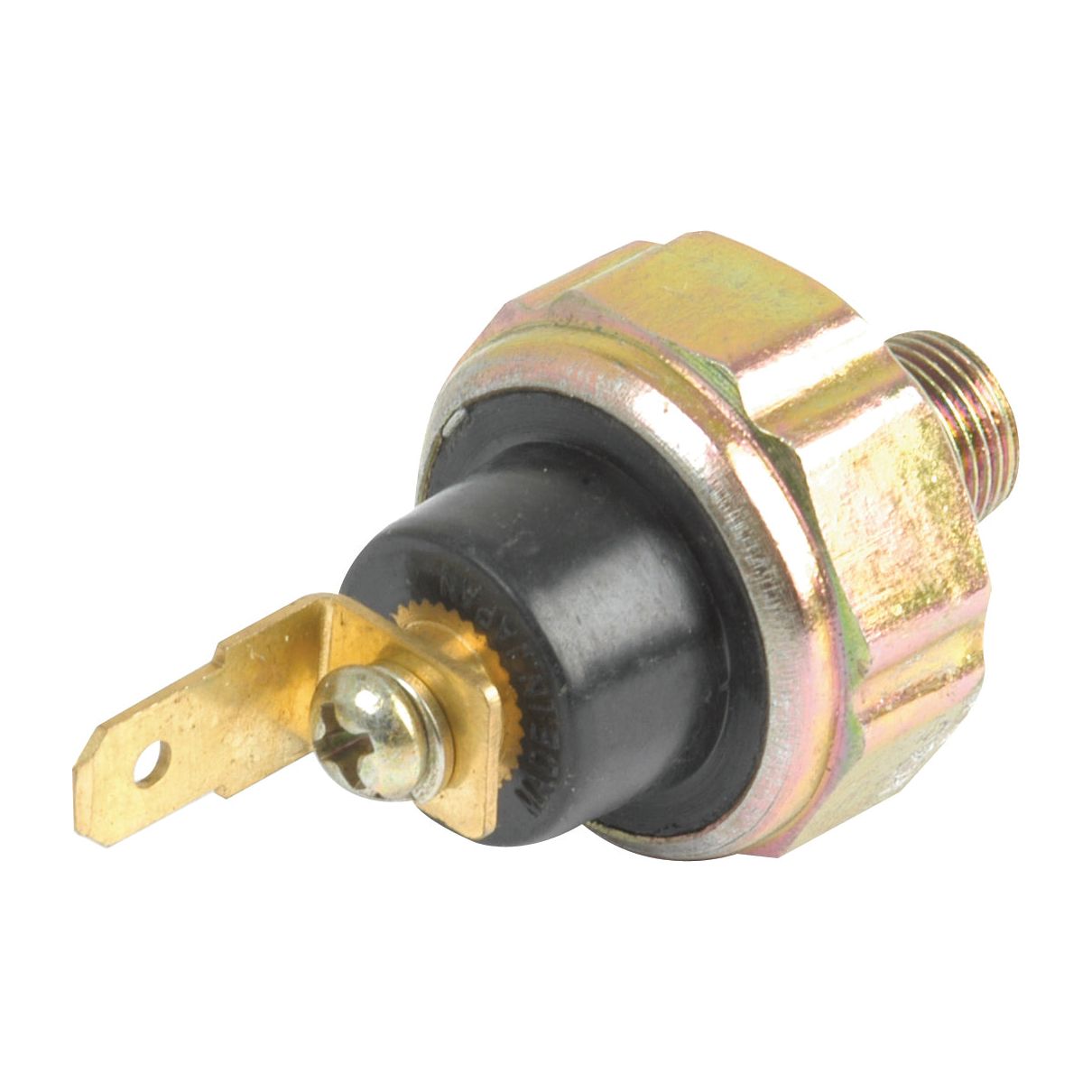 The Sparex Oil Pressure Switch (Part No. S.22445) is a metallic automotive oil pressure switch compatible with Kubota models, featuring a threaded brass fitting and an electrical connector terminal on a black plastic base.