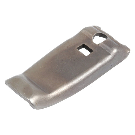 A metal car door skin with a rectangular and a circular cutout, featuring a slightly curved shape and smooth surface, reminiscent of the precision found in Sparex's Clutch Finger (Part No. S.22446).