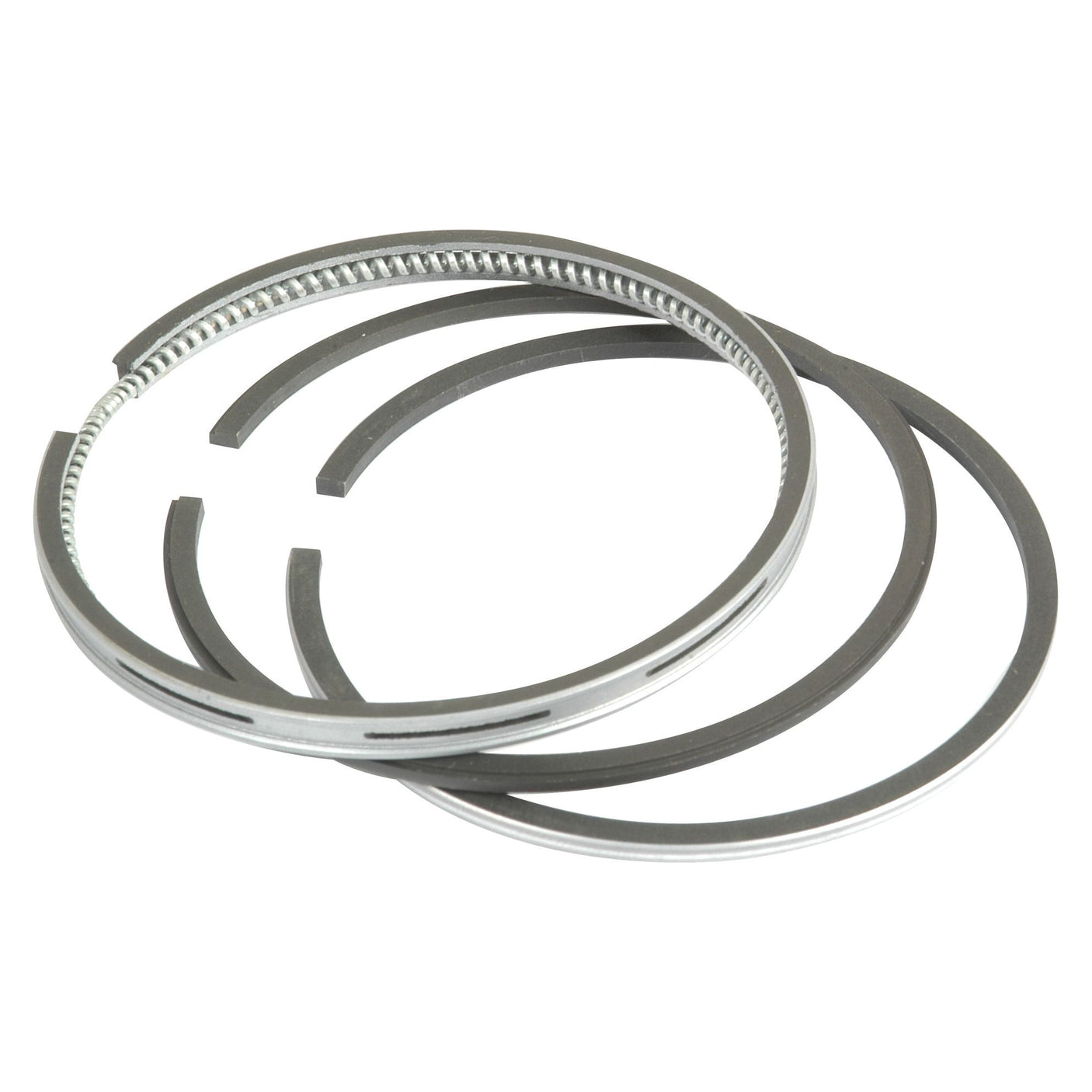 Three Sparex metal piston rings, model S.22457, of varying thicknesses, designed for a bore of 76mm, are arranged on a white background.