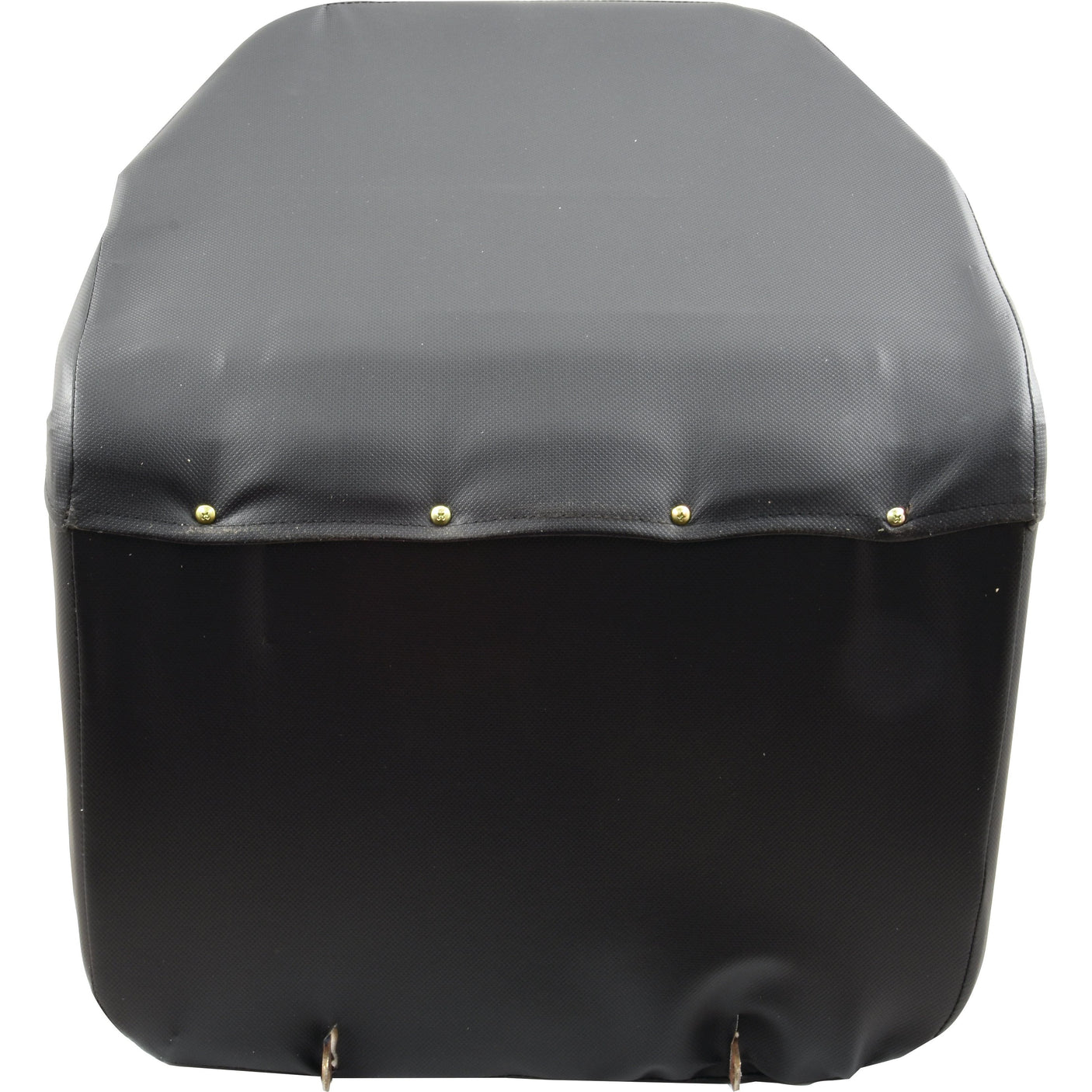 A black vinyl seat cover with six visible metal studs on the top edge, designed to fit over a rectangular, padded cushion. Perfect for enhancing the look of your Kubota tractor, this Sparex Seat Assembly (Sparex Part No. S.22464) from Sparex adds both style and durability.