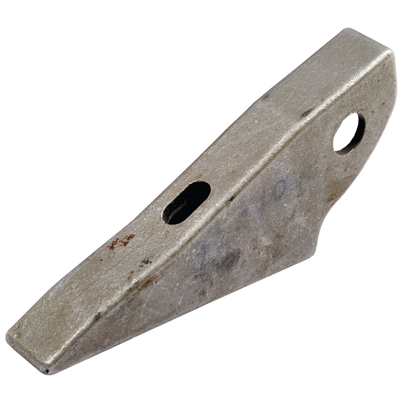 A metallic, wedge-shaped tool component from Sparex called the Subsoil Point (Simba) to fit as P09148, featuring two holes – a larger one near the base and a smaller slot near its middle.