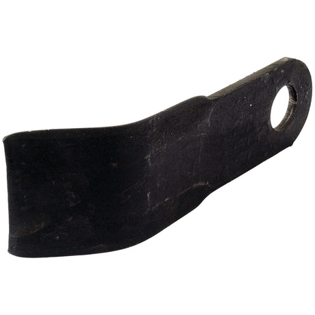 A metal slasher blade with a curved cutting edge and a 28.5mm mounting hole, suitable for Cabe/Rekord models. This 230mm x 60mm blade is available through Sparex under OEM reference 2501073 (Sparex Part No. S.22799).