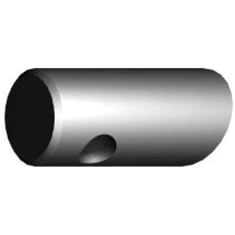 The Sparex Loader Tine - Curved 560mm (Round) - S.22813 is a cylindrical steel rod with a hole near one end, shown against a white background, ideal for pin fitting applications.