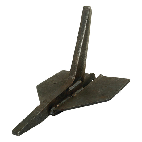 A steel plowshare designed for agricultural use, the Sparex Point Assembly 6'' replacement for Tim Howard (Sparex Part No.S.22840) features a central pointed blade with two angled wings for efficient soil penetration and turning.