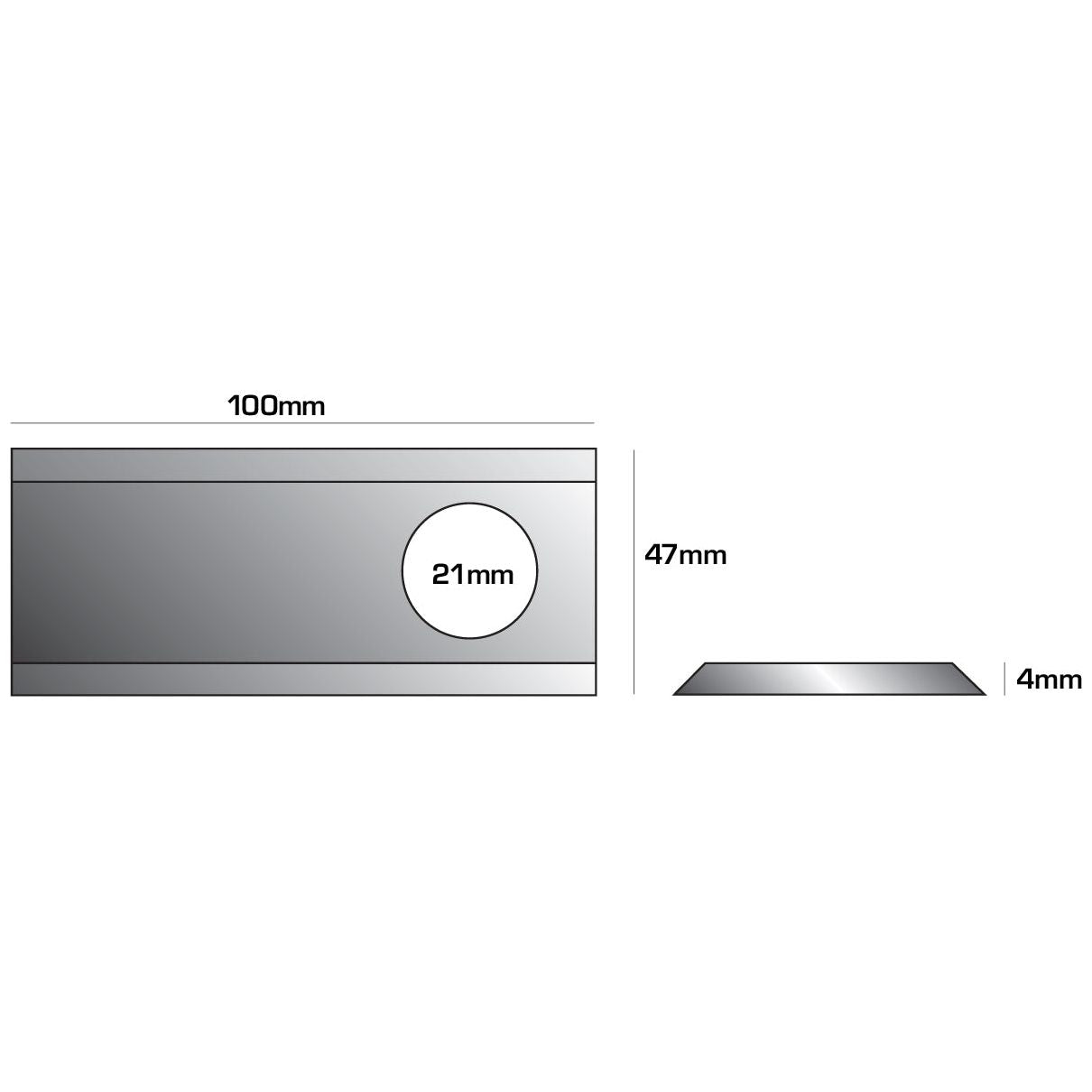 Mower Blade - Twisted blade, top edge sharp & parallel -  100 x 47x4mm - Hole⌀21mm  - RH -  Replacement for Pottinger
 - S.22842 - Farming Parts