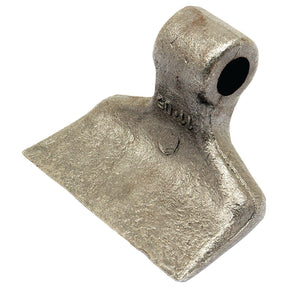 A metallic, wedge-shaped Hammer Flail featuring a 20.5mm cylindrical opening at one end. The surface is textured and slightly worn, reminiscent of a well-used Agrimaster hammer. This Sparex product, with a top width of 40mm, bottom width of 120mm, and radius of 95mm (S.22859), serves as a replacement for Agrimaster/Cabe or Kuhn machinery.