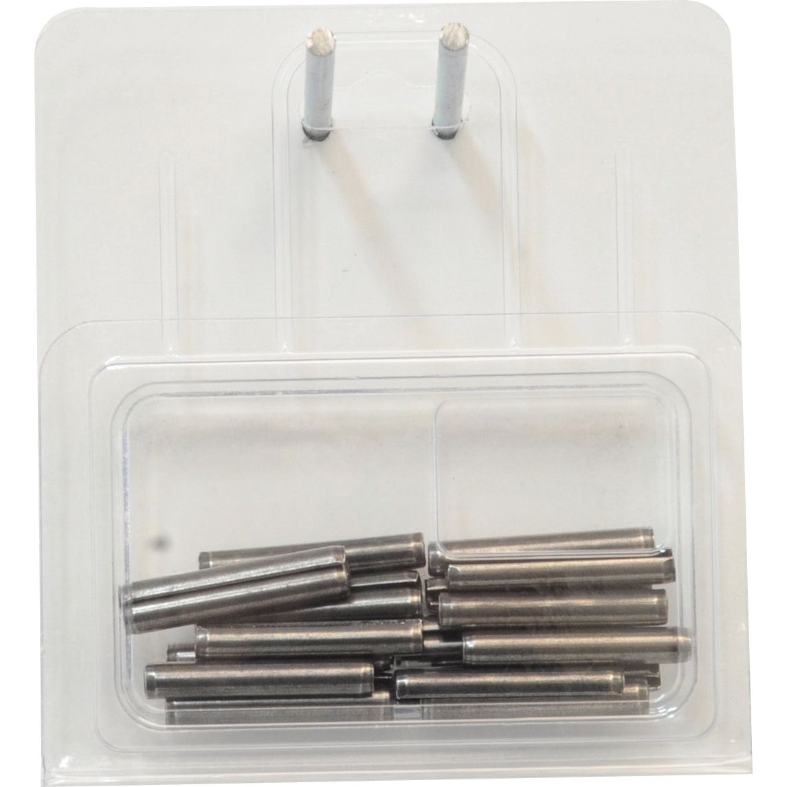 Plastic packaging containing a set of Sparex Metric Roll Pins Assortment - Ø6mm, 20 pcs. Agripak (Part No. S.22935).