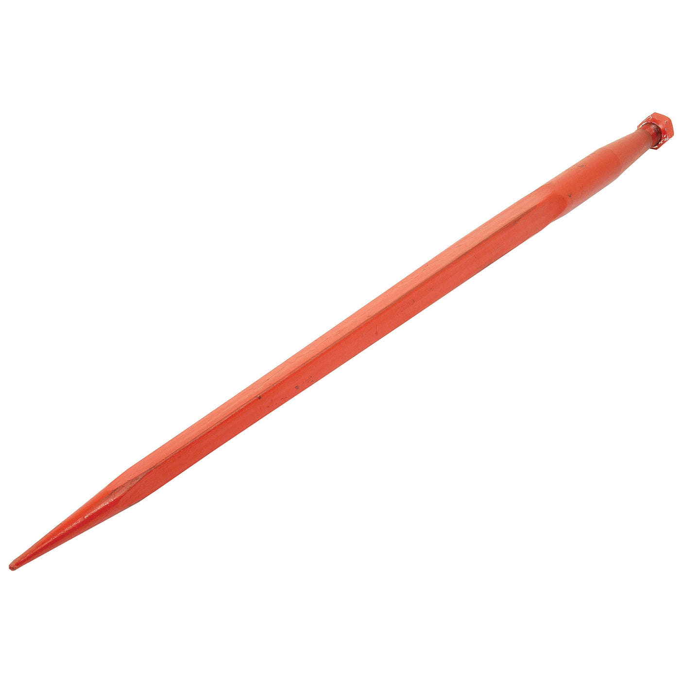 Introducing the Loader Tine - Straight 980mm, with a thread size of M30 x 2.00 (Square) - S.22948, by Sparex: a red metal stake featuring a pointed end and hexagonal top, engineered for maximum durability and efficiency, capable of withstanding up to 700Nm of torque.