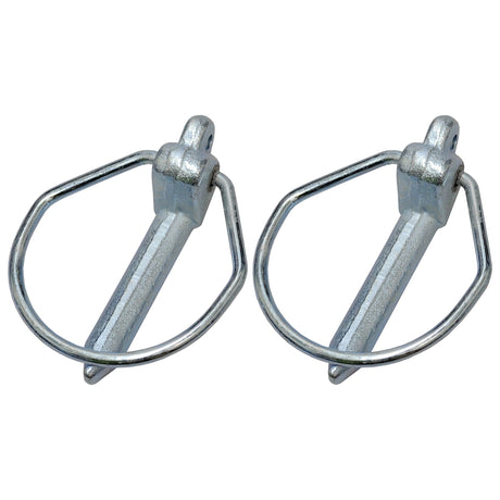 Two Pear Linch Pins with a pin diameter of 12mm and length of 52mm, packaged in an Agripak from Sparex (Part No.S.23013), featuring attached wire rings, aligned side by side on a white background.