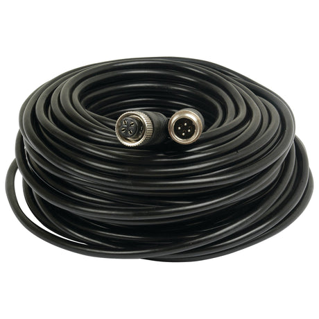 The Sparex Wired Camera Extension Cable (Part No. S.23031) is a coiled black cable, measuring 5m, equipped with multi-pin connectors at both ends, ideal for electronic or audio equipment use.