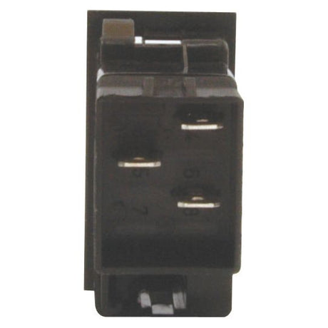 Close-up view of the Rocker Switch - Main Beam, 3 Position (On/Off) - S.23140 by Sparex, featuring a black electrical connector with multiple metal pins inside a rectangular housing, designed for use with a 12V DC system.