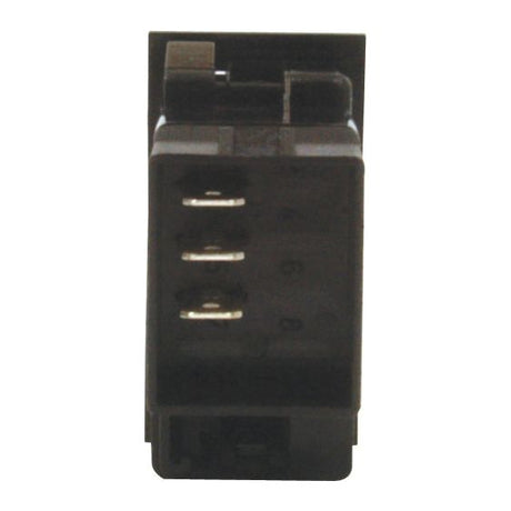 Close-up image of a Sparex Rocker Switch - Fan, 3 Position (Off/1/2) - S.23144 in black with three metal pins, featuring an IP65 rating.