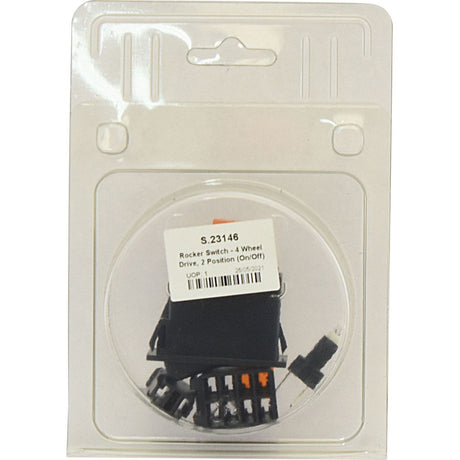 A Sparex Rocker Switch labeled "4-Wheel Drive, 2 Position (On/Off)," with the product code S.23146, suitable for 12V DC systems and rated IP65, displayed against a neutral background.