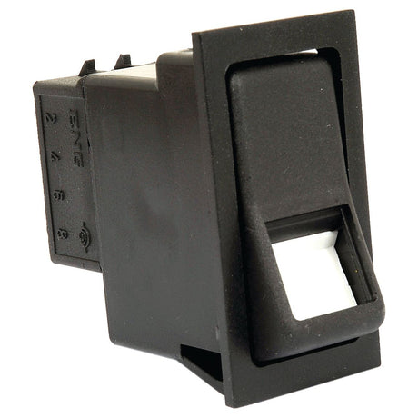 A Sparex Rocker Switch - Wiper Washer in a black rectangular design, operating at 12V DC, with a white push button, IP65 rated and featuring both latching and momentary functionalities (3 Position: Off/1/(2)) - S.23155.