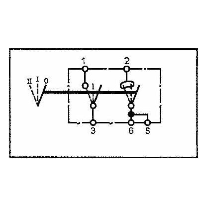 A schematic diagram illustrating an electrical circuit with numbered components and pathways, featuring a Sparex Rocker Switch - Front, 3 Position (Off/1/2) - S.23158 for precise control.