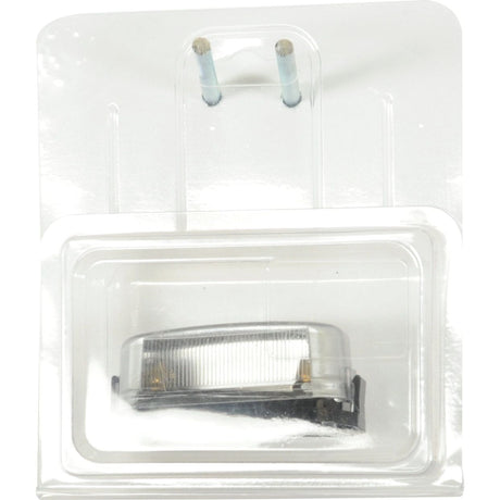 The Halogen Number Plate Light - S.23441 by Sparex is a clear halogen automotive light packaged in a transparent combination of plastic and cardboard, featuring two exposed metal pins at the top.